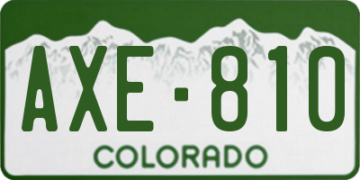 CO license plate AXE810