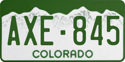 CO license plate AXE845