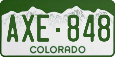 CO license plate AXE848