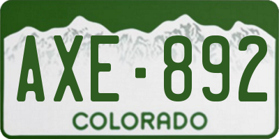 CO license plate AXE892