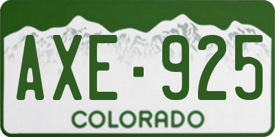 CO license plate AXE925