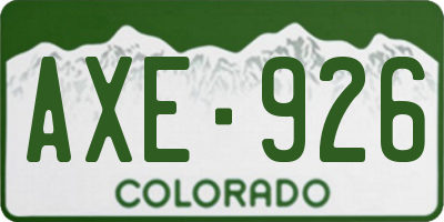 CO license plate AXE926
