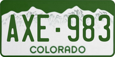 CO license plate AXE983