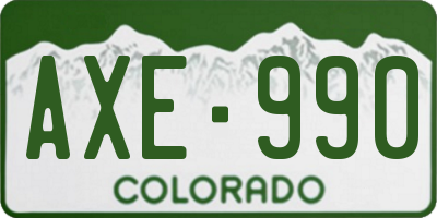 CO license plate AXE990
