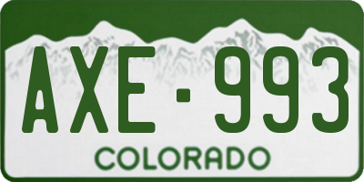 CO license plate AXE993