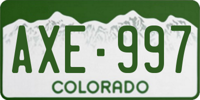 CO license plate AXE997