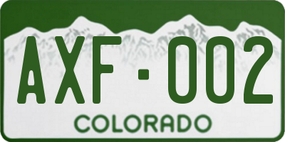 CO license plate AXF002