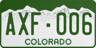 CO license plate AXF006