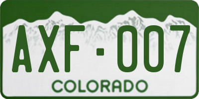 CO license plate AXF007