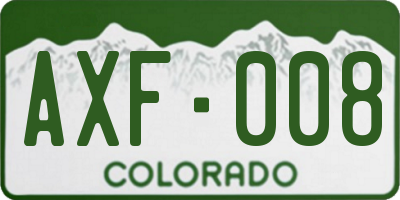 CO license plate AXF008