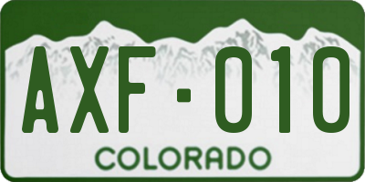 CO license plate AXF010