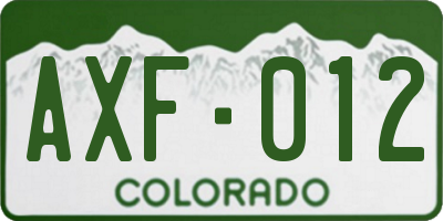CO license plate AXF012