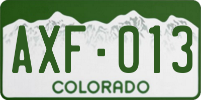 CO license plate AXF013