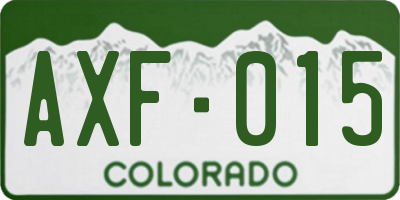 CO license plate AXF015