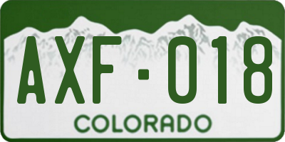 CO license plate AXF018