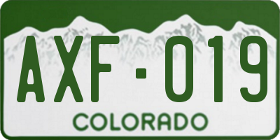 CO license plate AXF019