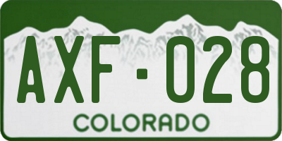 CO license plate AXF028
