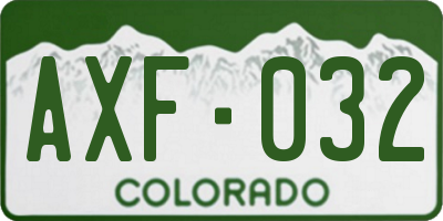 CO license plate AXF032
