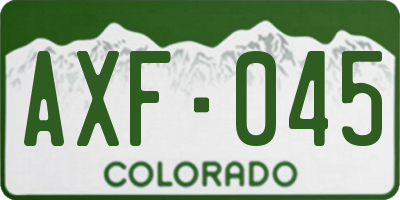 CO license plate AXF045