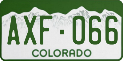 CO license plate AXF066
