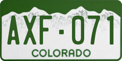 CO license plate AXF071