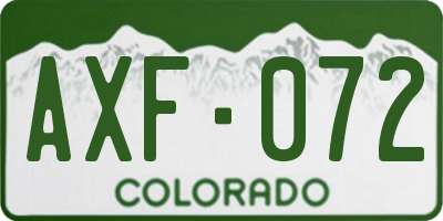 CO license plate AXF072
