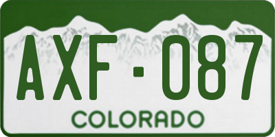 CO license plate AXF087