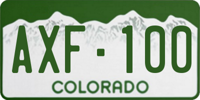 CO license plate AXF100