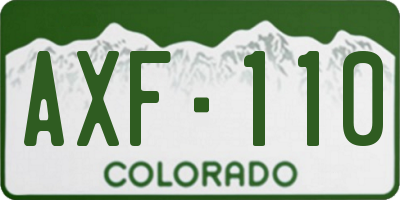 CO license plate AXF110