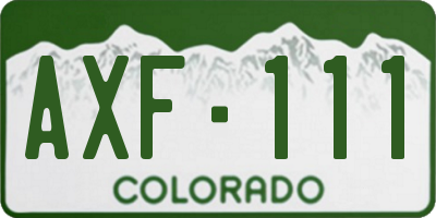 CO license plate AXF111