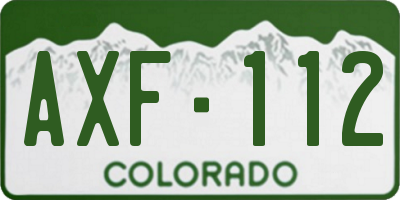 CO license plate AXF112