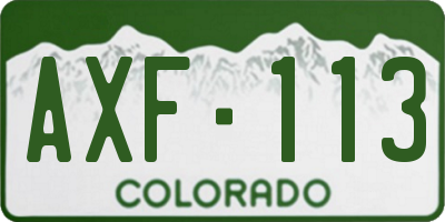 CO license plate AXF113