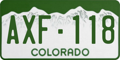 CO license plate AXF118