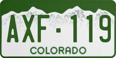 CO license plate AXF119