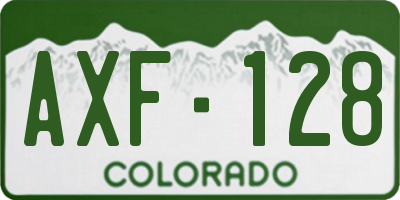 CO license plate AXF128