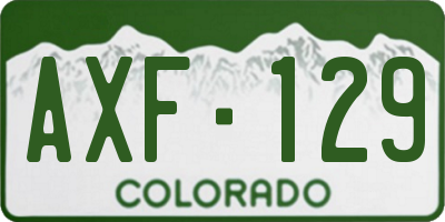 CO license plate AXF129