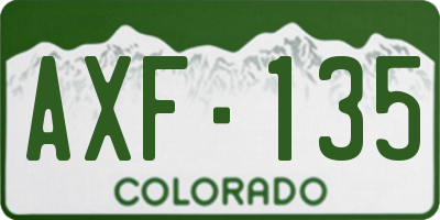CO license plate AXF135