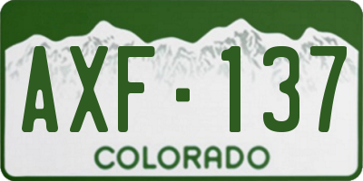 CO license plate AXF137