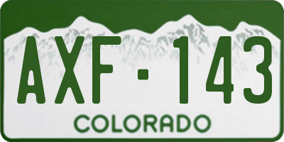 CO license plate AXF143