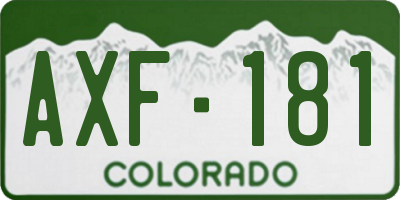CO license plate AXF181