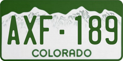 CO license plate AXF189