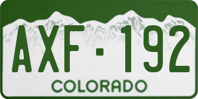CO license plate AXF192