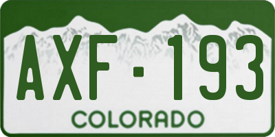 CO license plate AXF193
