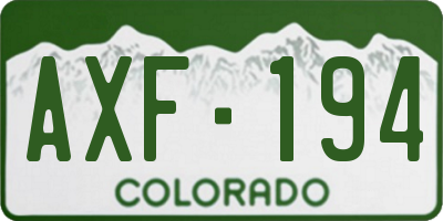 CO license plate AXF194