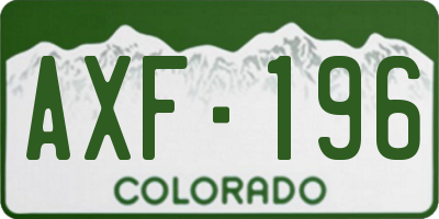CO license plate AXF196