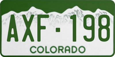 CO license plate AXF198