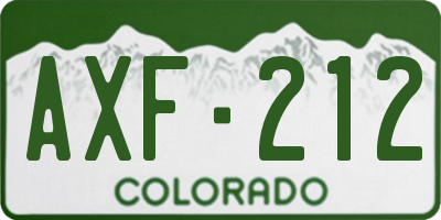 CO license plate AXF212