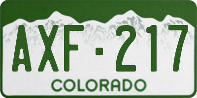 CO license plate AXF217