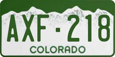 CO license plate AXF218