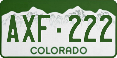 CO license plate AXF222
